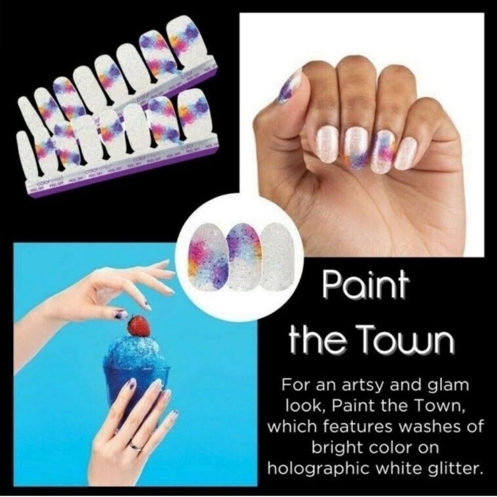 COLOR STREET Paint The Town Holographic White Glitter Nail Wraps